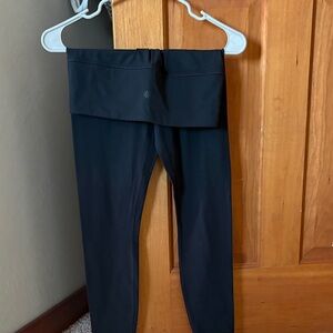 Athleta Black Fold-Over Waist Leggings